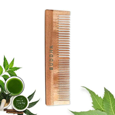 Buddha Natural Dual Tooth Kacchi Neem Wooden Comb