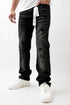 Premium Disaster Super Stretch Straight Fit Denim Jeans - Washed Black by Denim Exchange