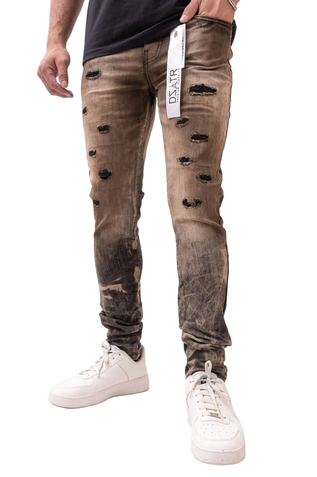 Premium Disaster Ultra Skinny Stretch Denim - Rust by Denim Exchange