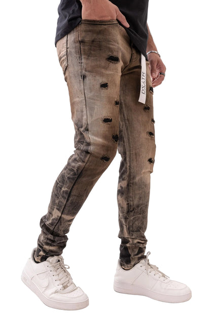 Premium Disaster Ultra Skinny Stretch Denim - Rust by Denim Exchange