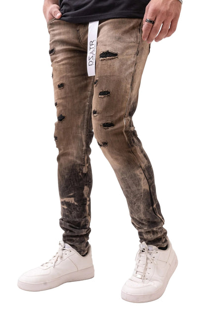 Premium Disaster Ultra Skinny Stretch Denim - Rust by Denim Exchange