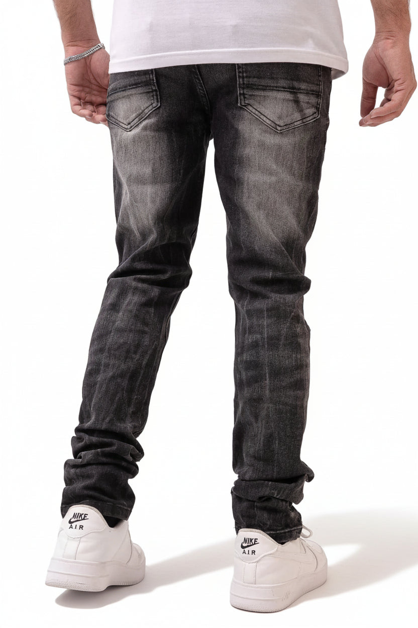 Premium Disaster Classic Skinny Stretch Denim Jeans - Black Stone by Denim Exchange
