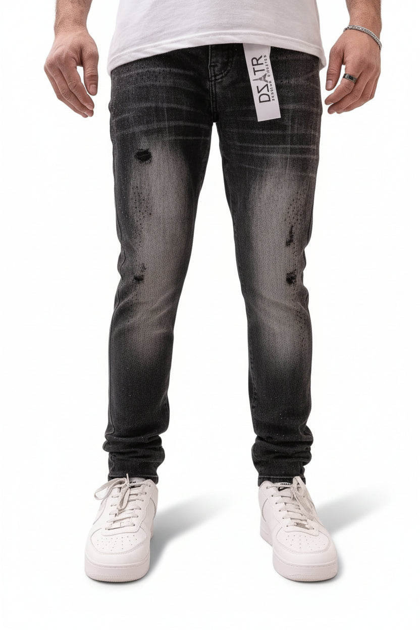 Premium Disaster Classic Skinny Stretch Denim Jeans - Black Stone by Denim Exchange