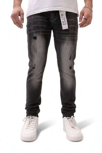 Premium Disaster Classic Skinny Stretch Denim Jeans - Black Stone by Denim Exchange