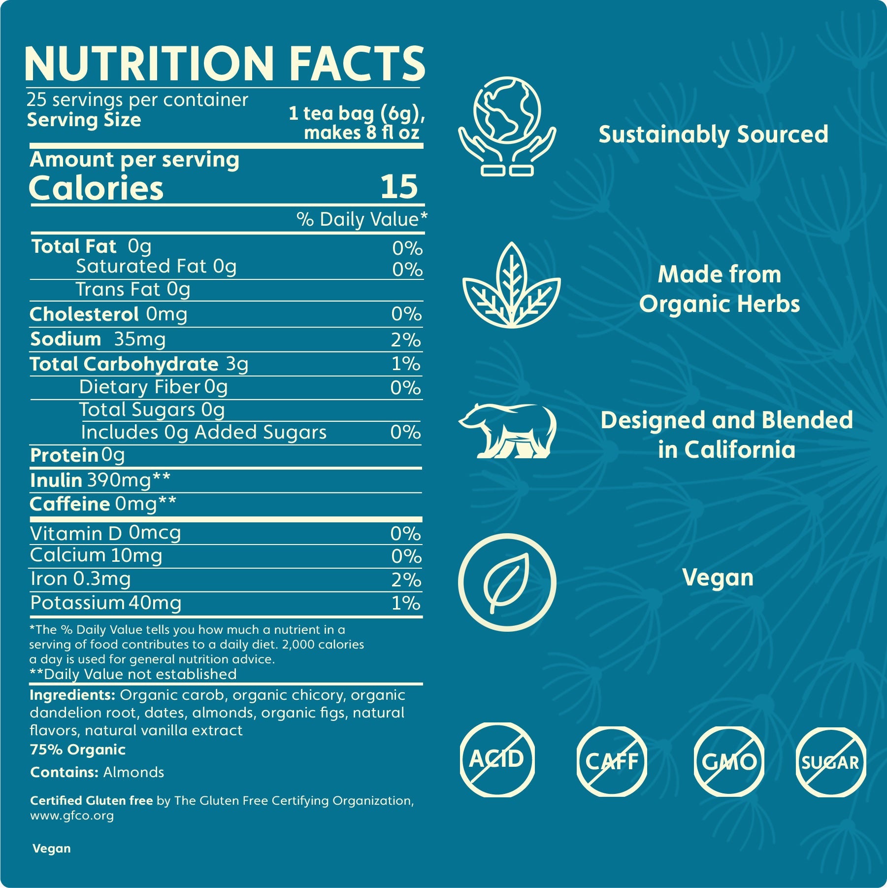 Dandelion Vanilla Nut Roasted Herbal Tea 