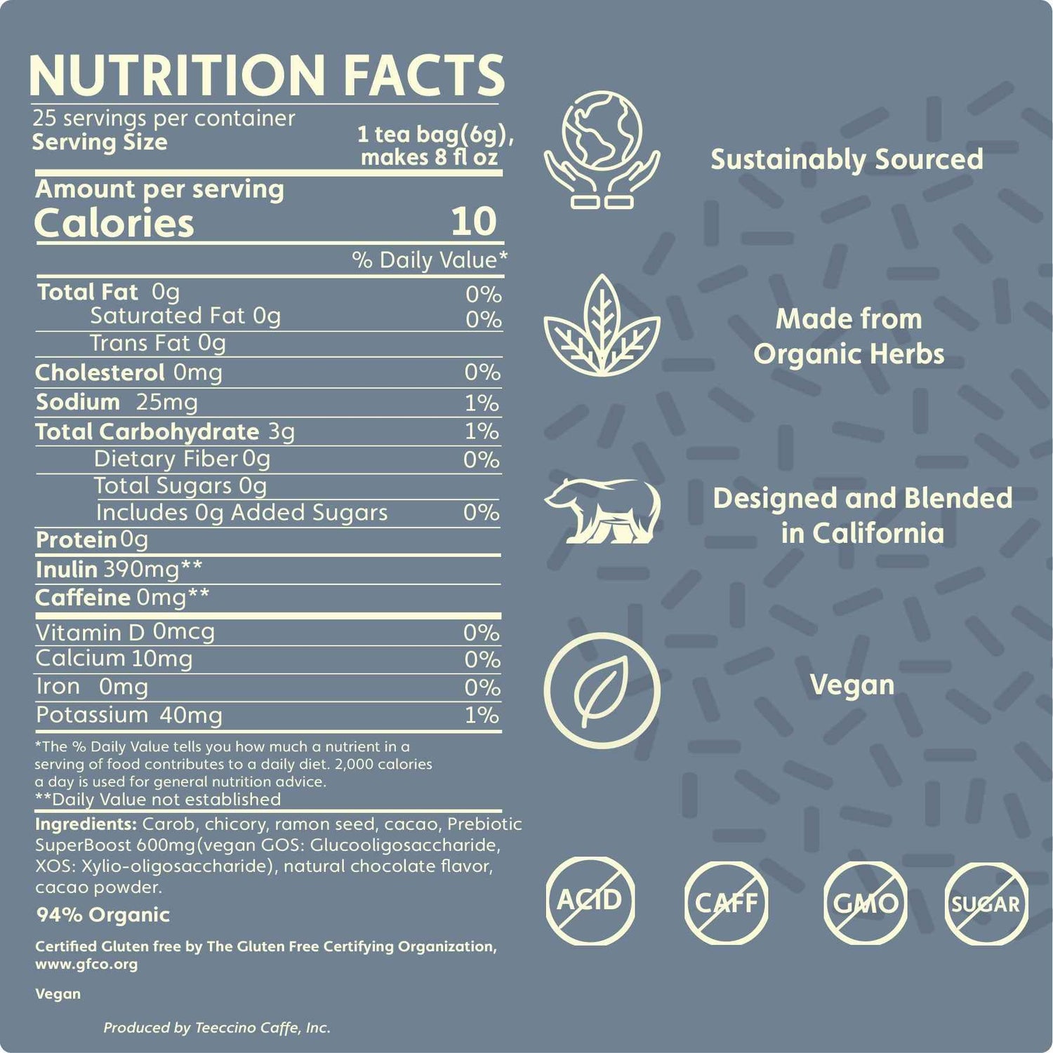 Dark Chocolate Prebiotic SuperBoost Herbal Tea