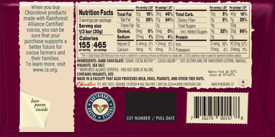 Chocolate Bars, Dark, Chocolove by Country Life Natural Foods