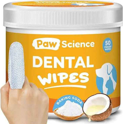 Dog &amp; Cat Teeth Cleaning Wipes - Dental Finger Wipes for Cats &amp; Dogs - Pet Toothbrush &amp; Tooth Brushing Kit - Effective Teeth Cleaner (Unscented)
