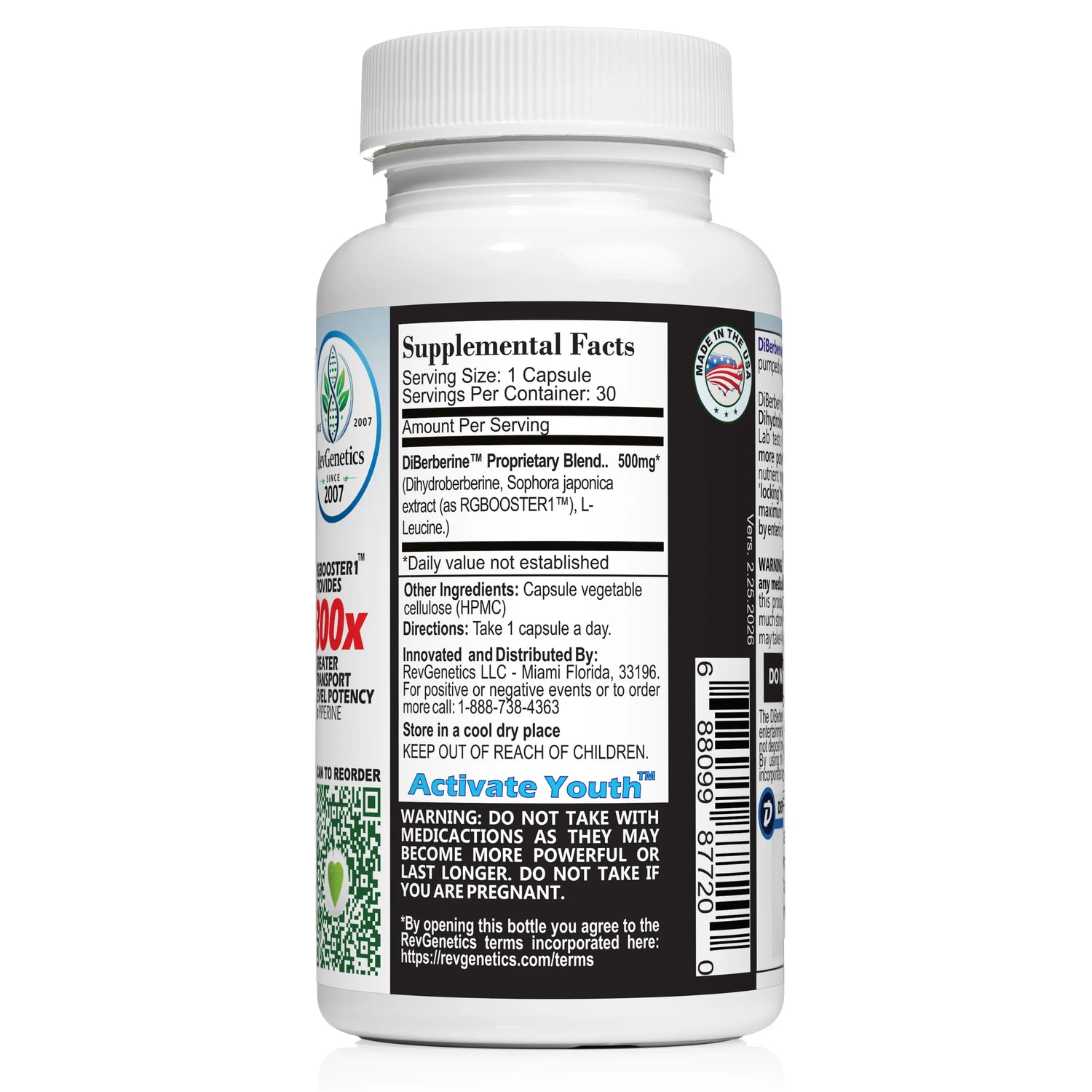 DiBerberine 300x: Dihydro Berberine Enteric + 300x Patent Pending Booster by RevGenetics
