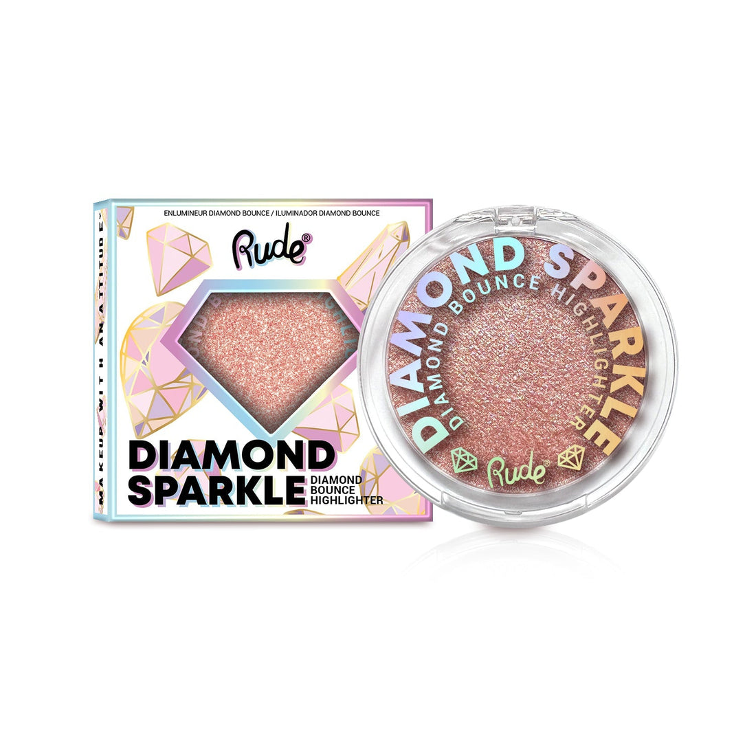 RUDE Diamond Sparkle Diamond Bounce Highlighter - Rose Gold - DestGlow
