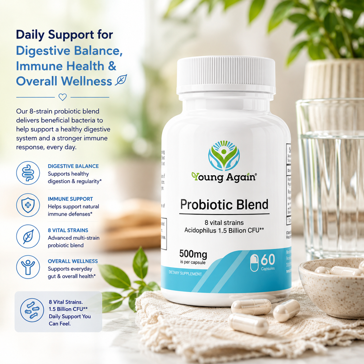 Probiotic Supplement - Gut Health Solution by Young Again
