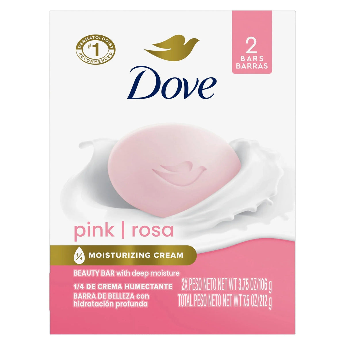 Dove Beauty Bar Soap For Soft, Smooth Skin, Pink Rosa, Cleans &amp; Moisturizes, 3.75 oz 2 Bars  DestGlow