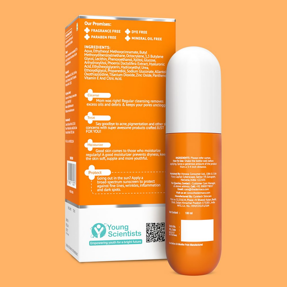 The Derma Co 1% Hyaluronic Quick-Absorbing Sunscreen Spray with Hyaluronic Acid &amp; Vitamin E