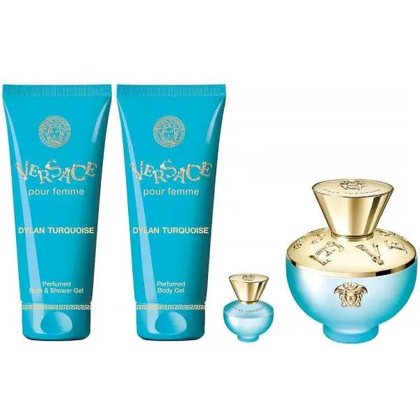 Dylan Turquoise By Versace For Women 4Pcs Set EDT Spray by perfumesandrea