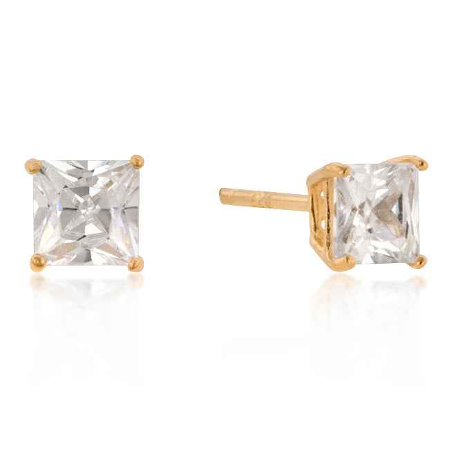 New Sterling Princess Cut Cubic Zirconia Studs