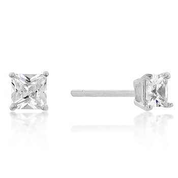 New Sterling Princess Cut Cubic Zirconia Studs