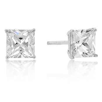 New Sterling Princess Cut Cubic Zirconia Studs