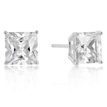 New Sterling Princess Cut Cubic Zirconia Studs
