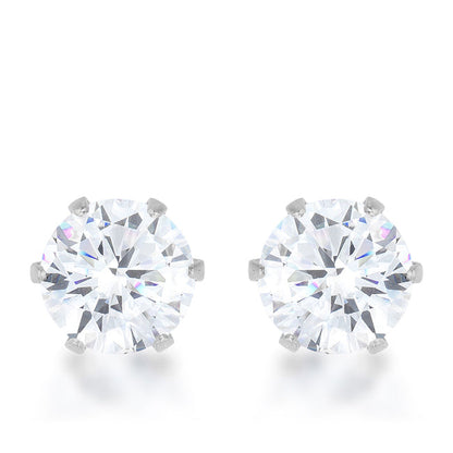 Avera Reign 3.4ct CZ Stainless Steel Stud Earrings