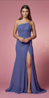 Nox Anabel E1005 Long One Shoulder Chiffon Evening Gown by DiscountDressShop