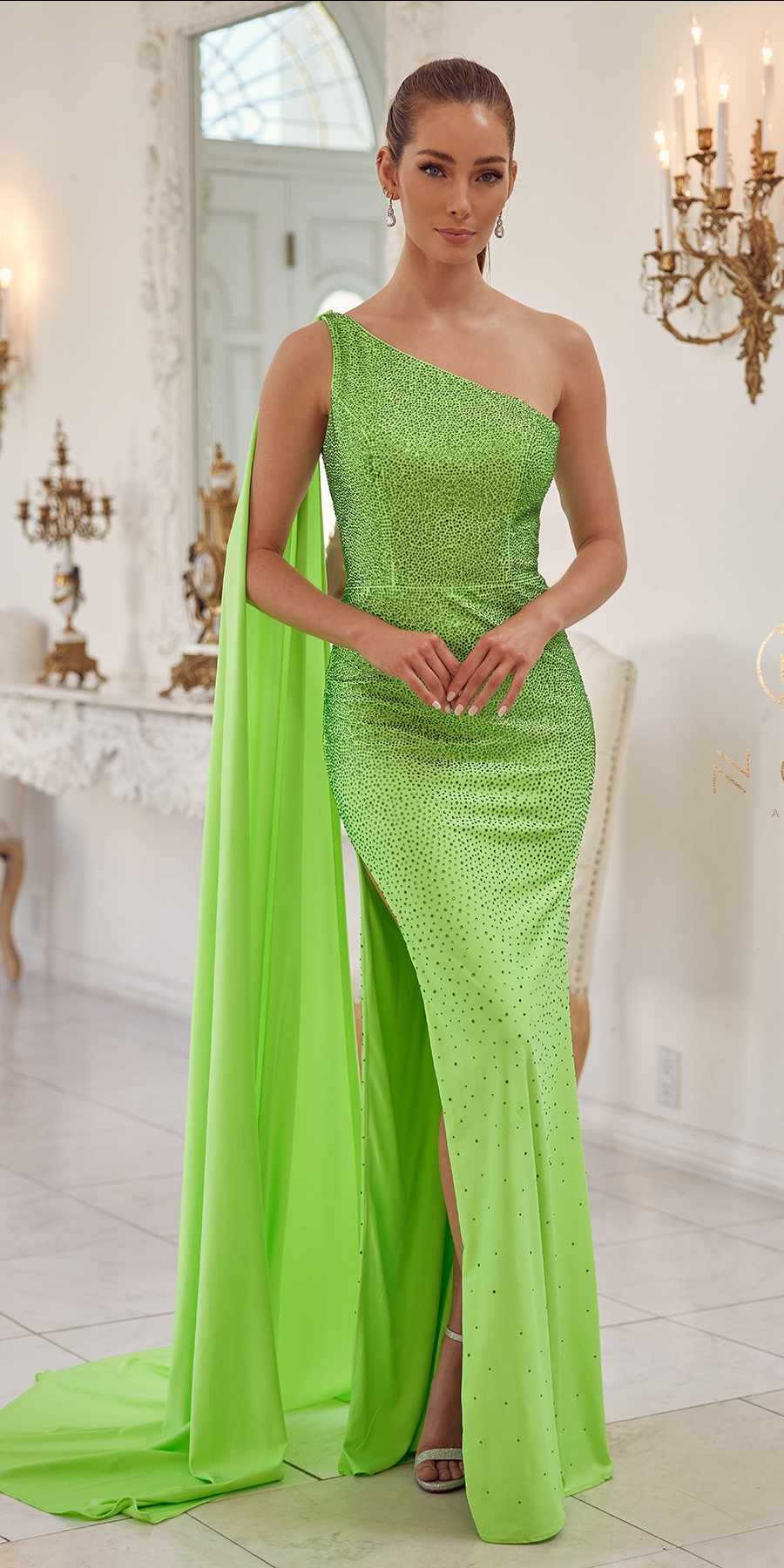 Nox Anabel E1039 Sexy Floor Length One Shoulder Drape Sash Dress by DiscountDressShop