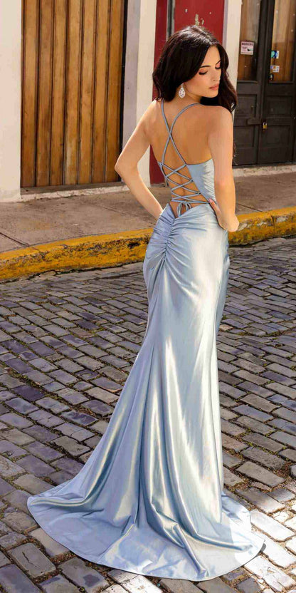 Nox Anabel E1044 Bustier Spaghetti Strap Corset A-Long Dress by DiscountDressShop