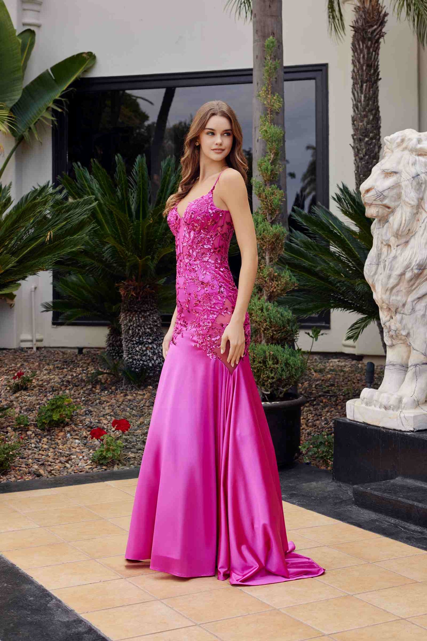Nox Anabel E1532 Satin Sequin Applique Boned Waist Mermaid Dress by DiscountDressShop