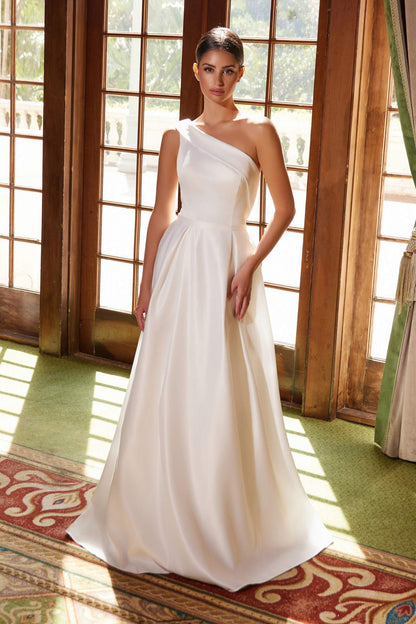 Nox Anabel E469 Elegant One Shoulder Long Satin A-Line Dress by DiscountDressShop