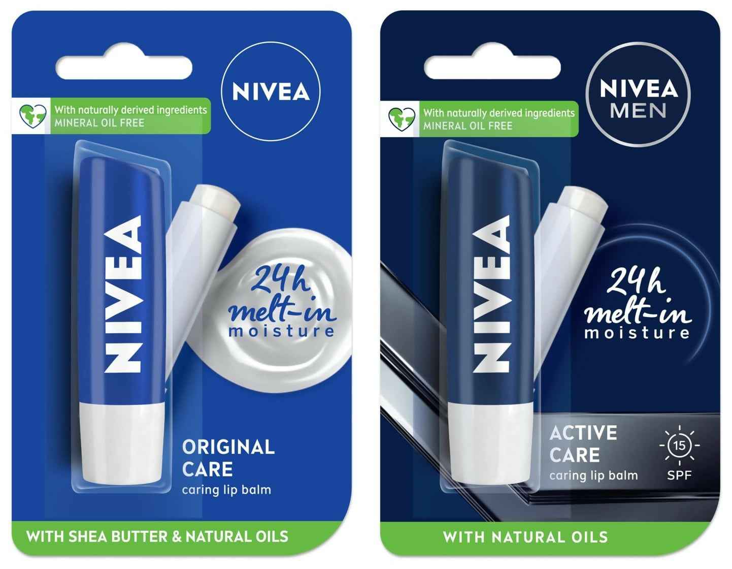 Nivea Original Care &amp; Active Care Lip Balm Combo - 24 H melt-in moisture