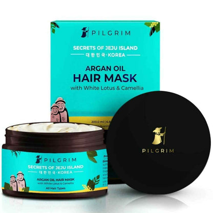 Pilgrim Korean Argan Oil Hair Mask For Dry &amp; Frizzy Hair With White Lotus And Camellia
