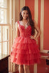Nox Anabel E904 Short Tiered Ruffled A-Line Gown by DiscountDressShop