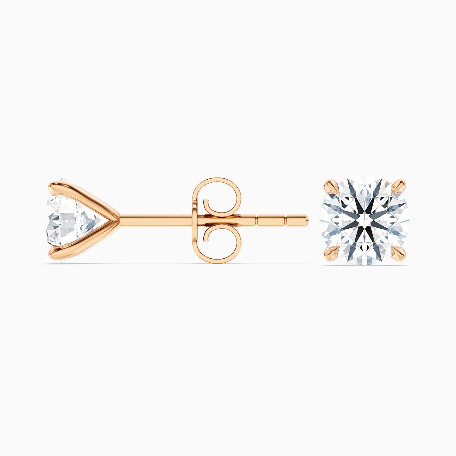 4 Claws Round Moissanite Stud Diamond Earrings