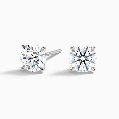 4 Claws Round Moissanite Stud Diamond Earrings