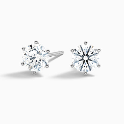6 Claws Round Cut Moissanite Stud Diamond Earrings