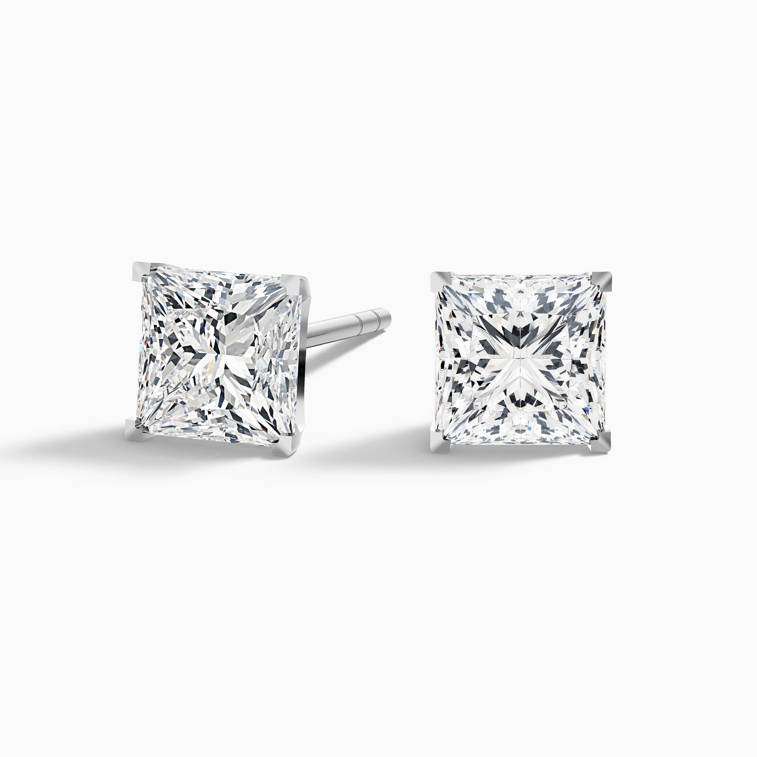 Princess Cut Moissanite Stud Diamond Earrings