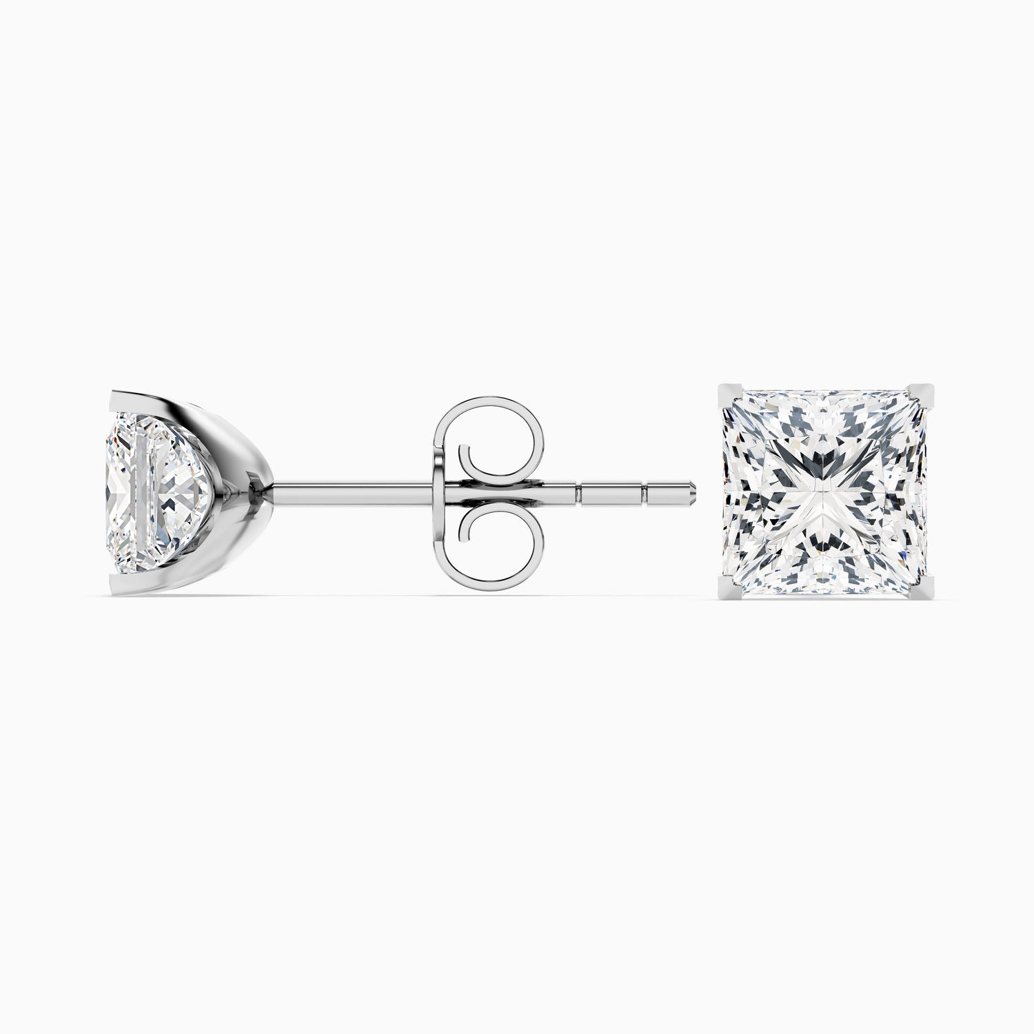 Princess Cut Moissanite Stud Diamond Earrings