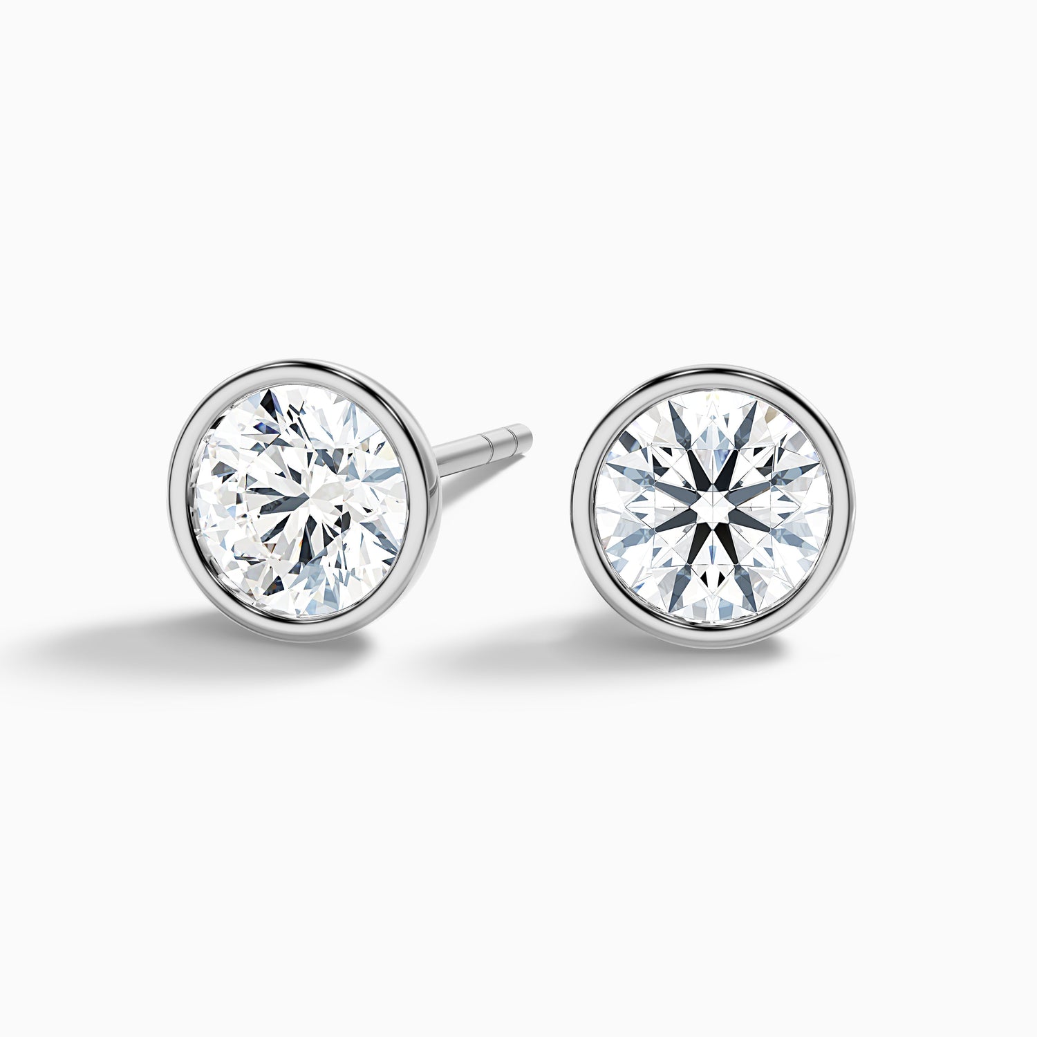 Round Rubover Moissanite Stud Diamond Earrings
