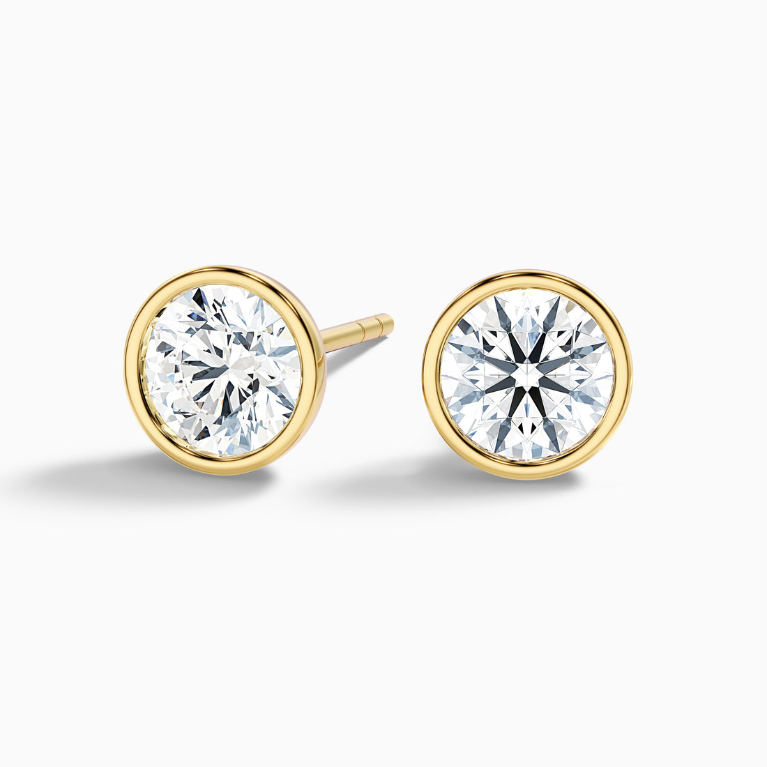 Round Rubover Moissanite Stud Diamond Earrings  DestGlow