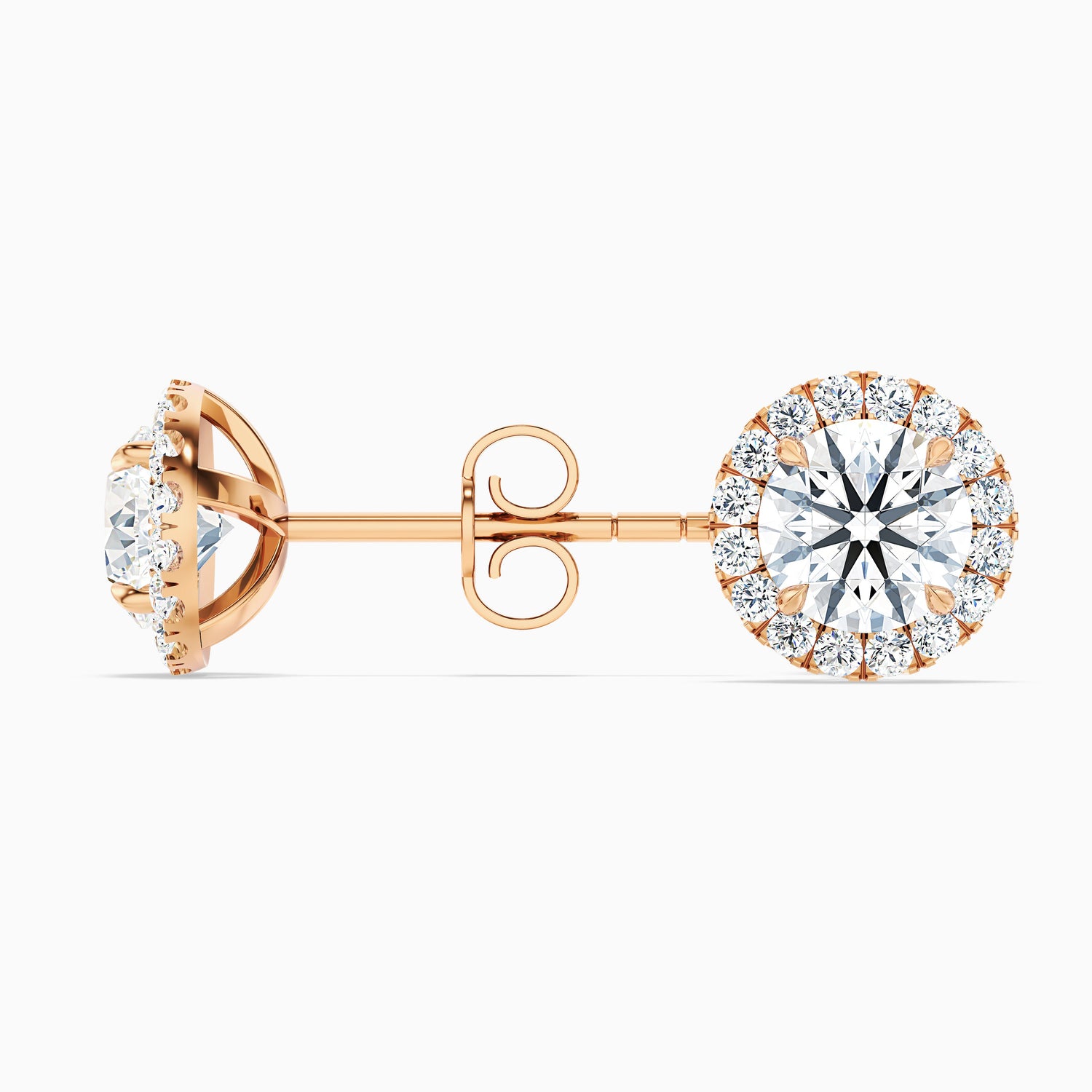Round Halo Moissanite Stud Diamond Earrings