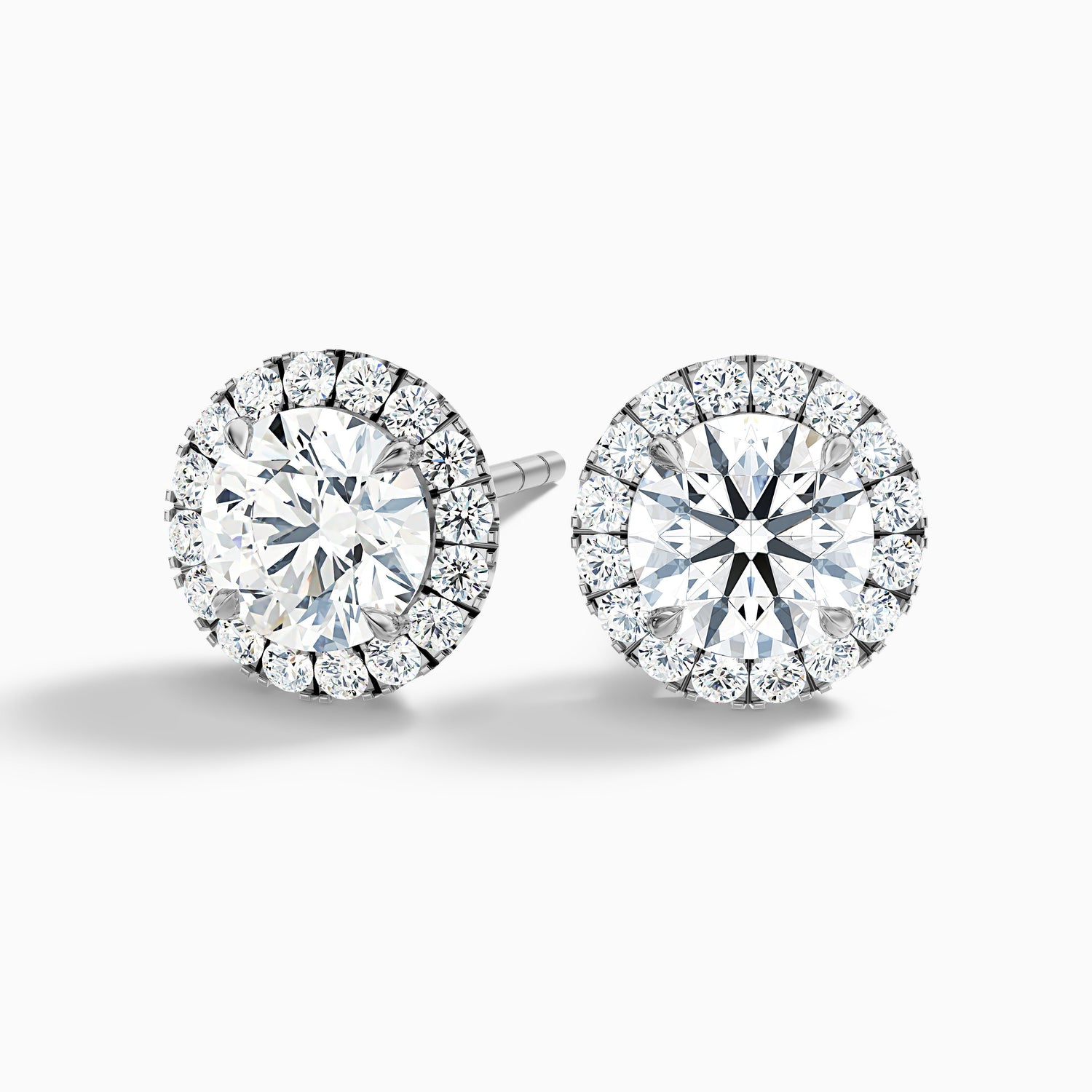 Round Halo Moissanite Stud Diamond Earrings