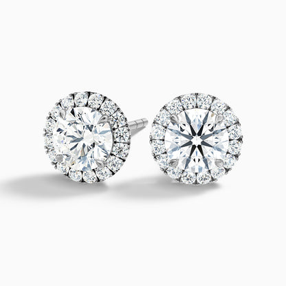 Round Halo Moissanite Stud Diamond Earrings