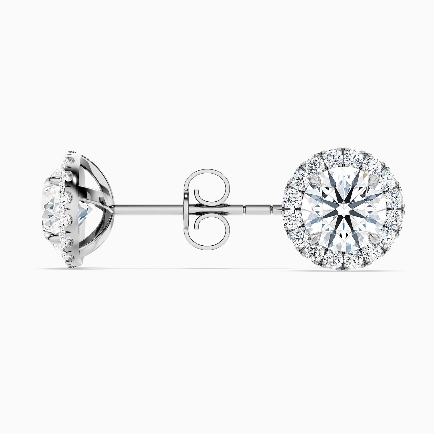 Round Halo Moissanite Stud Diamond Earrings