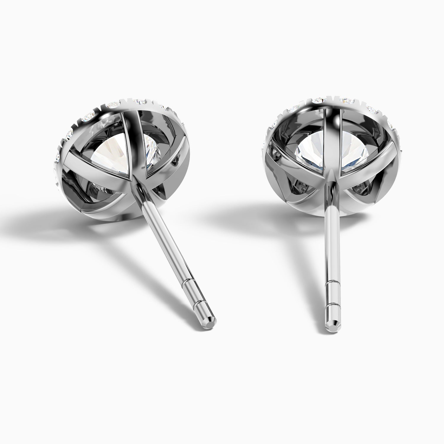 Round Halo Moissanite Stud Diamond Earrings