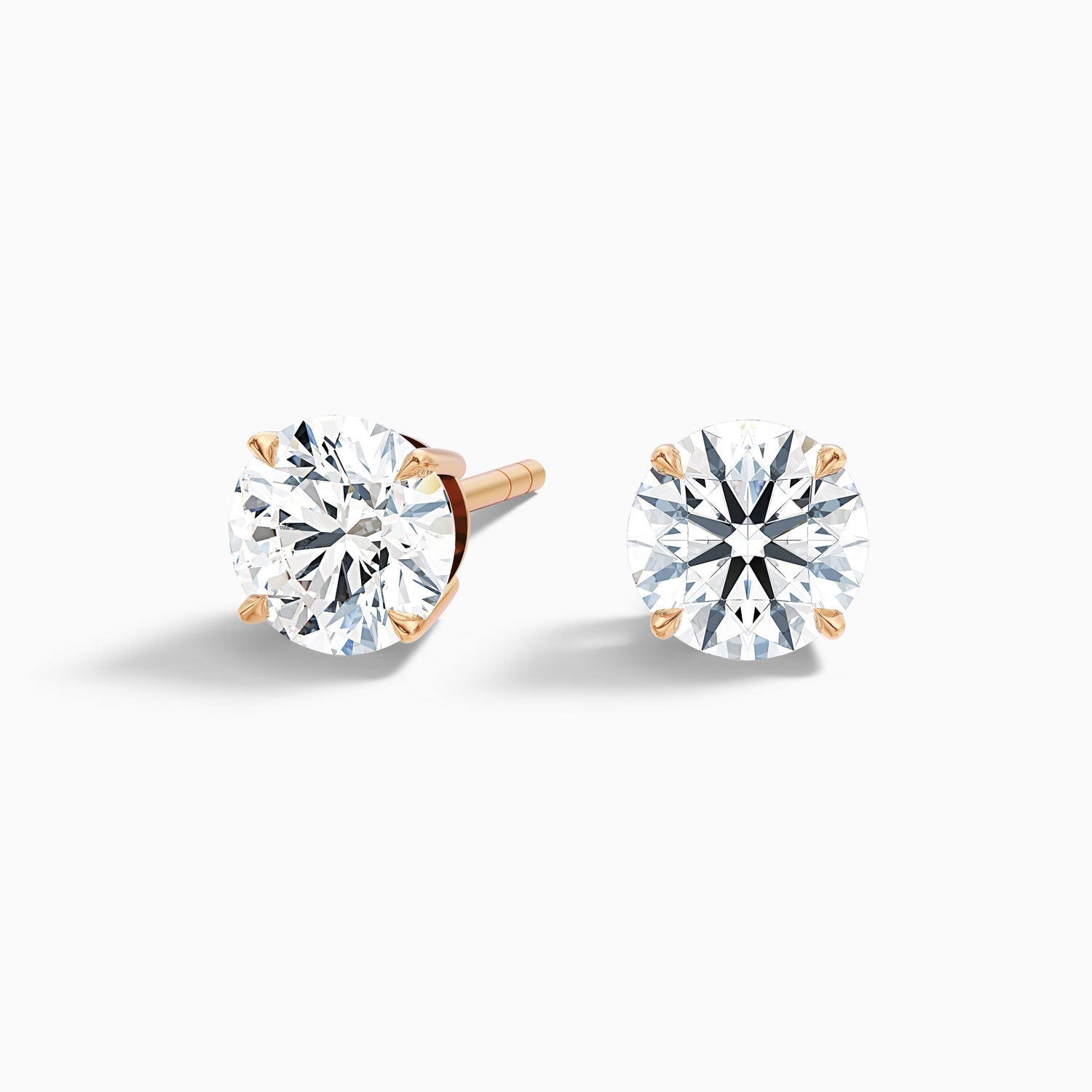 4 Prong Round Cut Moissanite Diamond Basket Stud Earrings