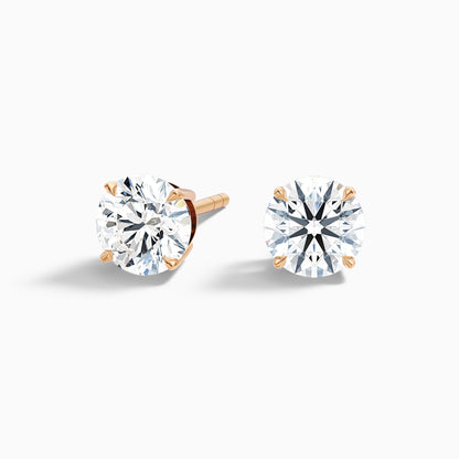 4 Prong Round Cut Moissanite Diamond Basket Stud Earrings