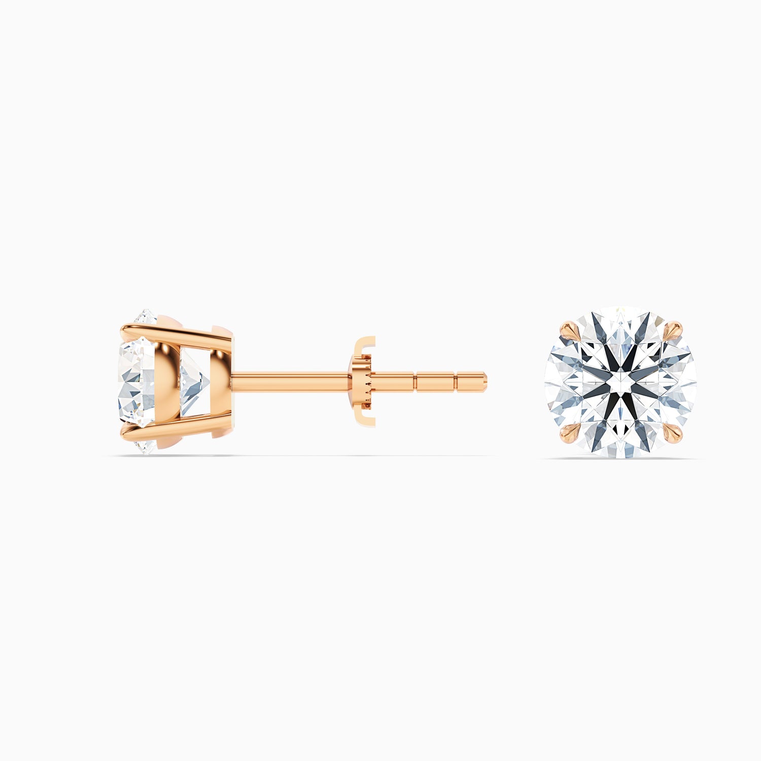 4 Prong Round Cut Moissanite Diamond Basket Stud Earrings