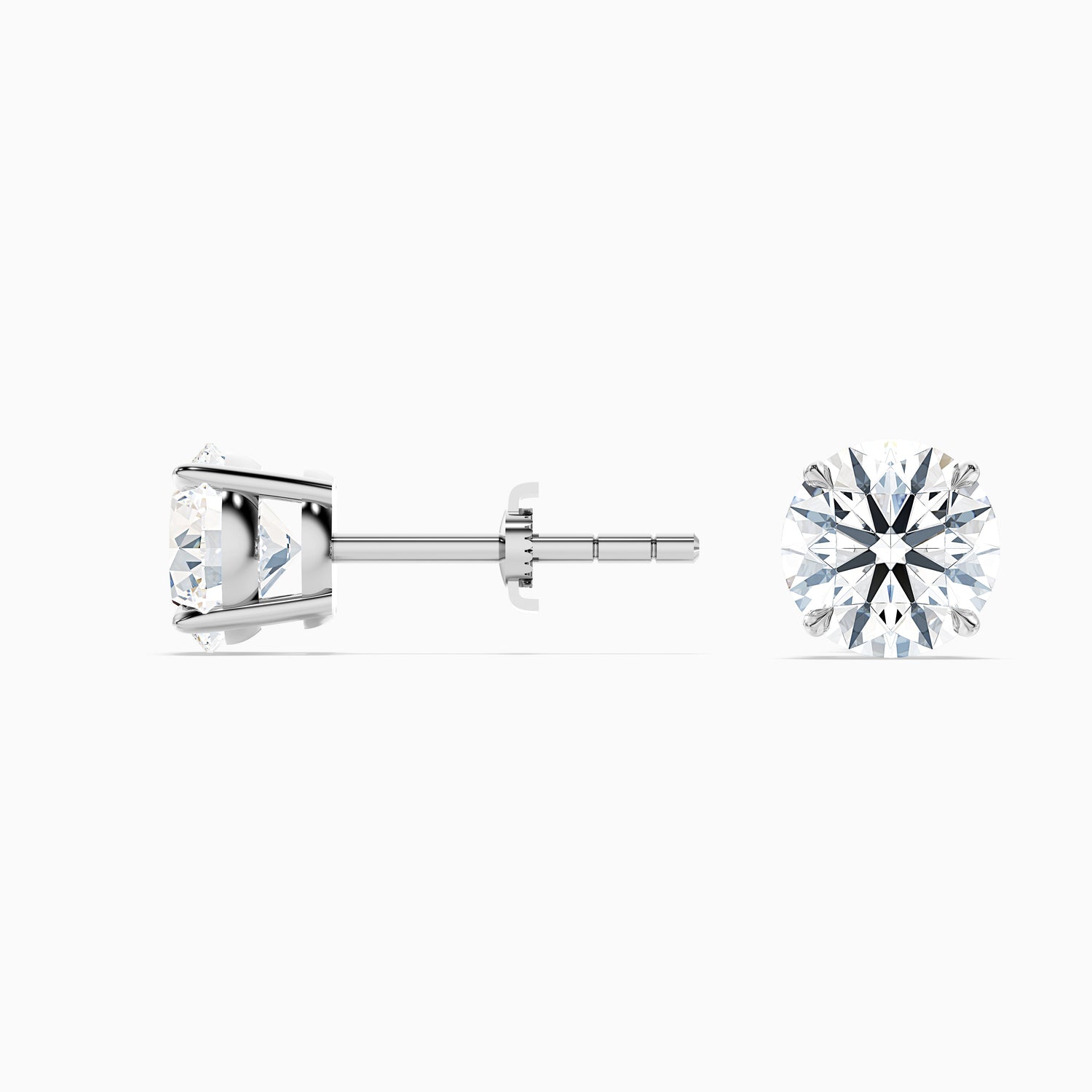 4 Prong Round Cut Moissanite Diamond Basket Stud Earrings