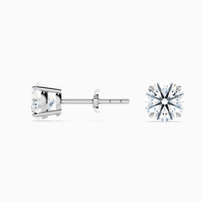 4 Prong Round Cut Moissanite Diamond Basket Stud Earrings