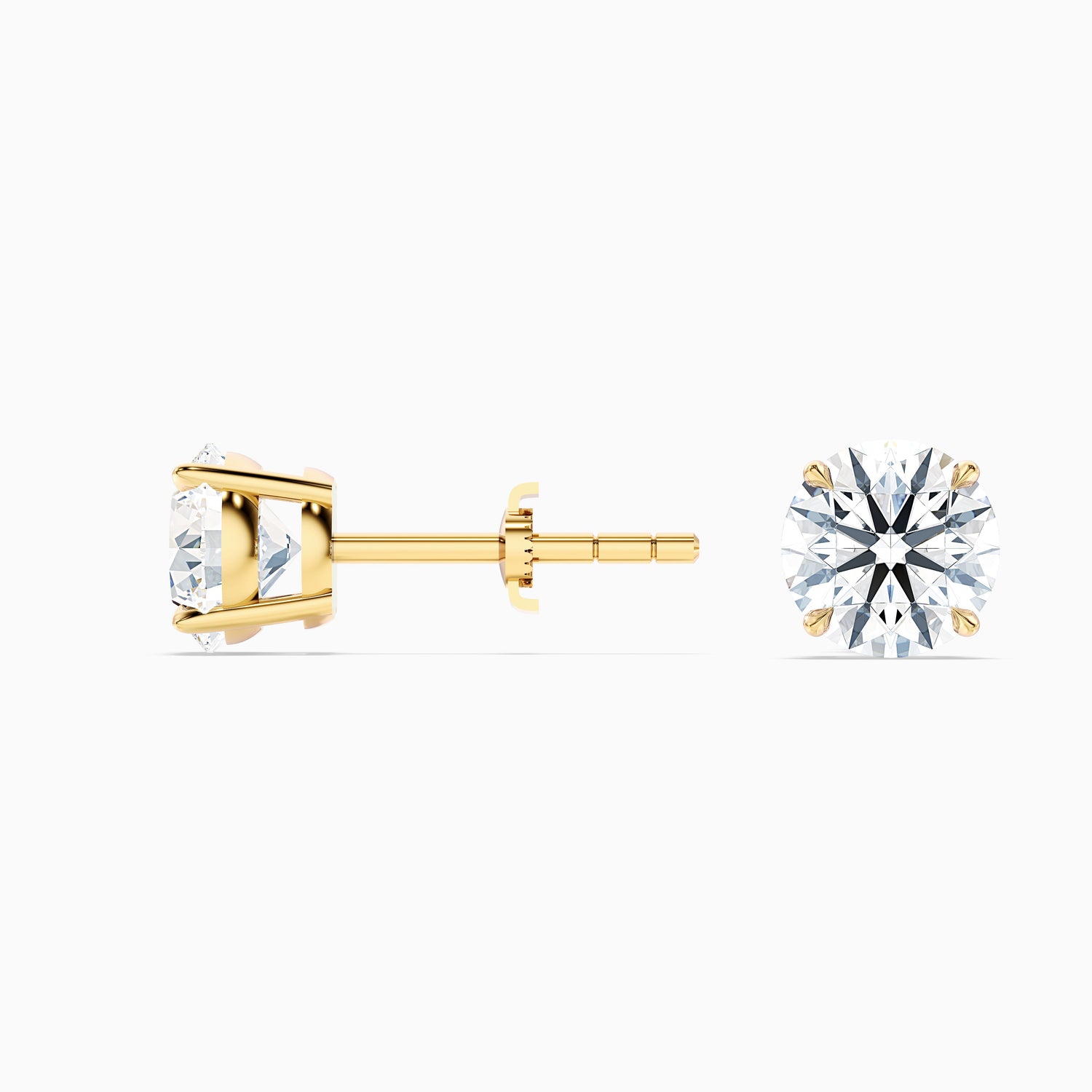 4 Prong Round Cut Moissanite Diamond Basket Stud Earrings