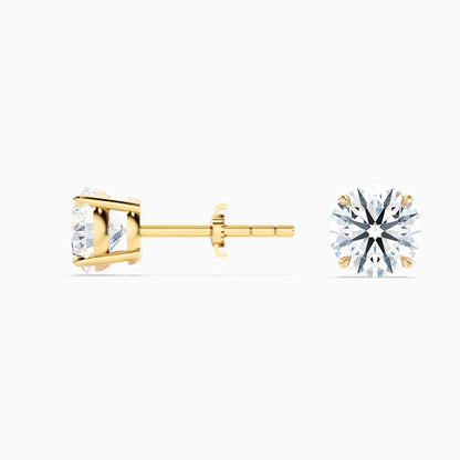 4 Prong Round Cut Moissanite Diamond Basket Stud Earrings